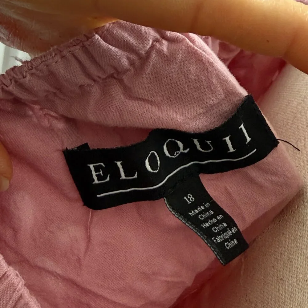 Eloquii Eyelet Detail Tie Front Puff Sleeve Maxi Dress Pink Mauve Size 18 - Picture 5 of 11